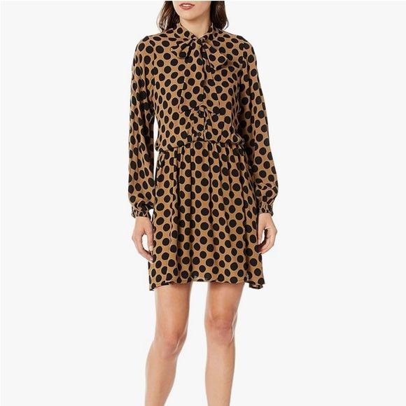 Rachel Pally Rayon Dana Dress Polka Dot Tan Black Size Medium - Picture 2 of 13